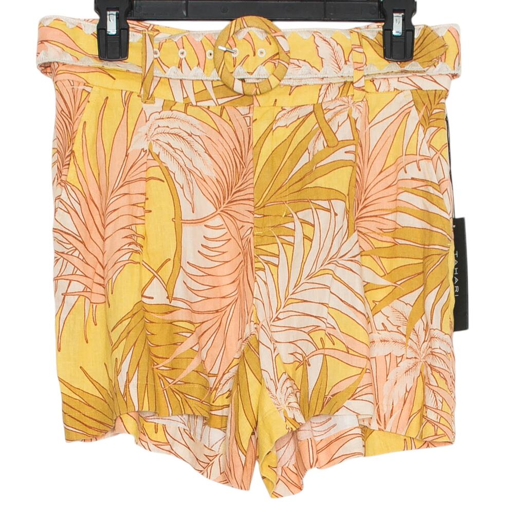 NWT Tahari Linen Shorts Yellow 8 Tropical Resort Coastal Vacation Summer Beachy